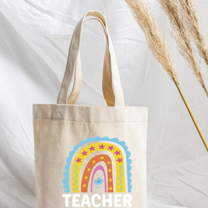 Τσάντα πάνινη tote για νηπιαγωγούς με τύπωμα - ύφασμα, μεγάλες, δώρα για δασκάλες, tote, πάνινες τσάντες