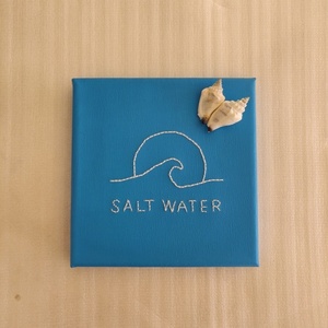 Κεντημένος καμβάς "Salt water" - μέγεθος 15x15 - κοχύλι, διακοσμητικά, πίνακες ζωγραφικής - 3