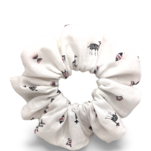 Υφασμάτινο λαστιχάκι scrunchie boho-ethnic symbols - ύφασμα, boho, για τα μαλλιά, λαστιχάκια μαλλιών - 3