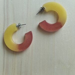"Tiana" σκουλαρίκια από υγρό γυαλί - γυαλί, καρφωτά, μεγάλα, καρφάκι - 2