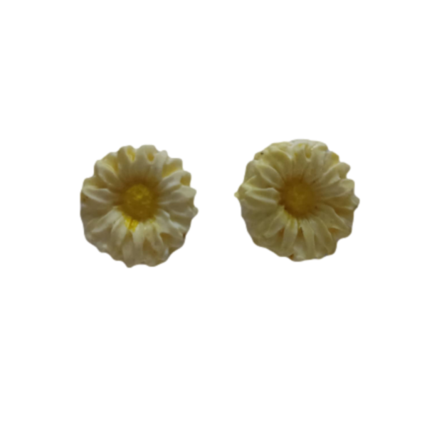 Σκουλαρίκια Μαργαρίτες - πηλός, λουλούδι, καρφωτά, μικρά, με κλιπ