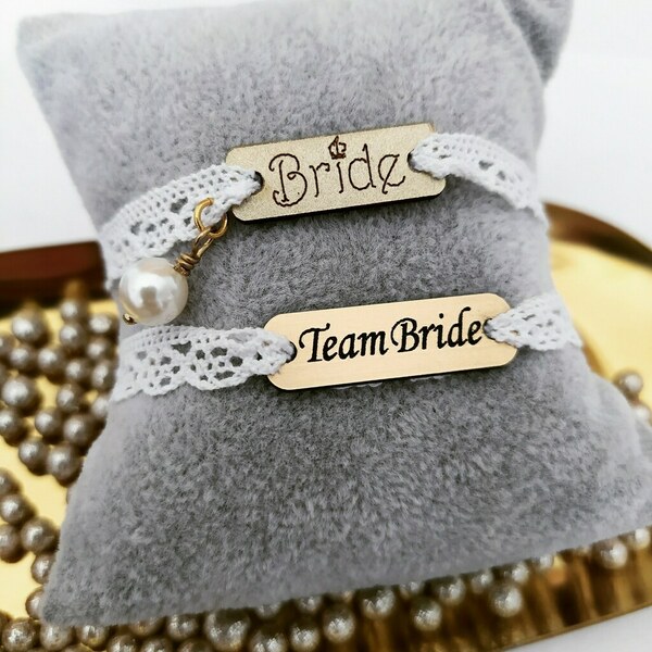 Βραχιολι ταυτότητα bride/team bride με λευκή δαντέλα - 2