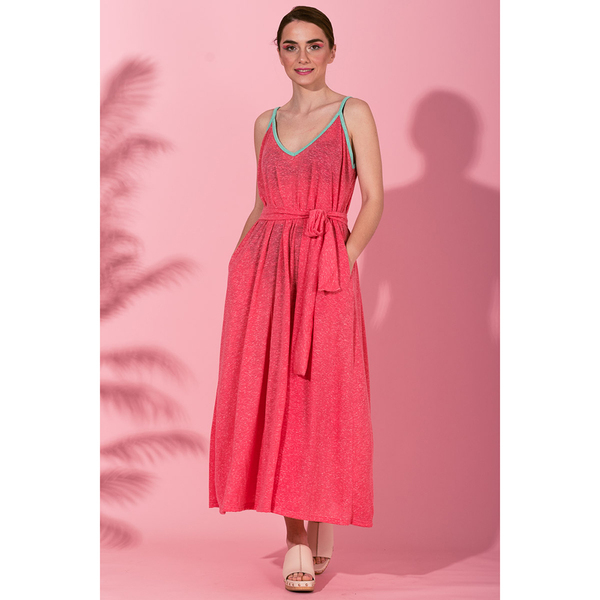Matina Dress Κοραλί Φόρεμα με Ζώνη & Τσέπες Petit Boutik - πολυεστέρας, αμάνικο - 2