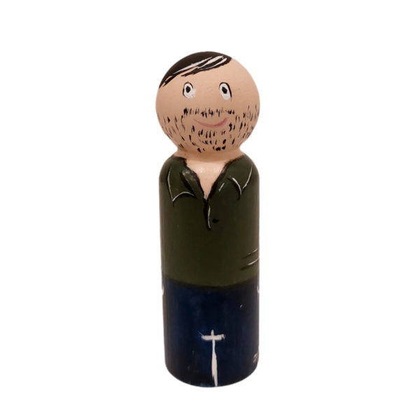 Ξύλινη κούκλα τύπου peg doll- Άντρας με μούσι - χειροποίητα, δώρα για δασκάλες, για δασκάλους
