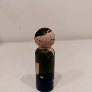 Ξύλινη κούκλα τύπου peg doll- Άντρας με μούσι - χειροποίητα, δώρα για δασκάλες, για δασκάλους - 2