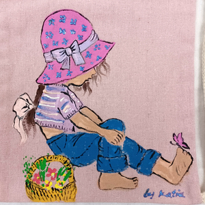 Ζωγραφισμένη στο χέρι παιδική πάνινη τσάντα tote bag Sarah Kay - τσαντάκια - 2