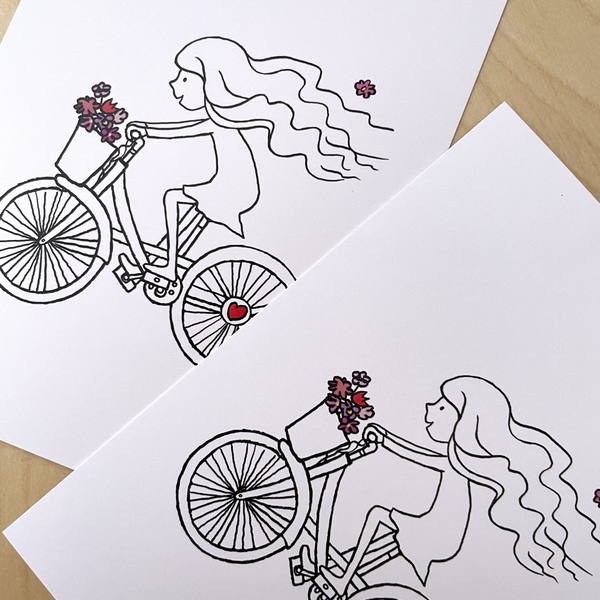 ευχετήρια κάρτα με ποδήλατο - αγάπη, γενέθλια, γενική χρήση - 3