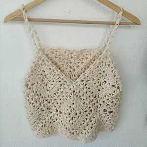 Crop top crochet granny square χειροποίητο βαμβακερό - βαμβάκι, crop top - 2