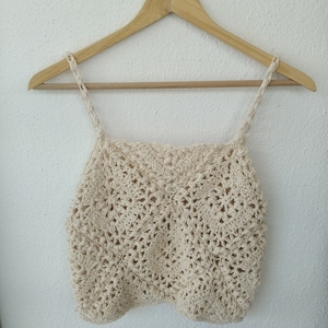 Crop top crochet granny square χειροποίητο βαμβακερό - βαμβάκι, crop top - 3