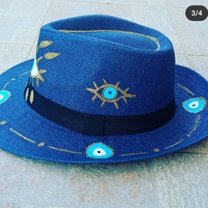 Ψάθινο καπέλο τύπου καουμπόι με κορδέλα No 58 - ψάθινα - 2