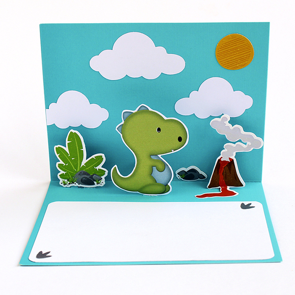 Ευχετήρια κάρτα pop up Δεινόσαυροι - βαπτιστικά, δεινόσαυρος, γενική χρήση - 3
