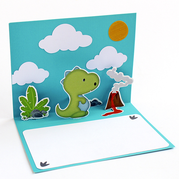 Ευχετήρια κάρτα pop up Δεινόσαυροι - βαπτιστικά, δεινόσαυρος, γενική χρήση