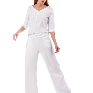 WIDE LEG SWEAT PANTS - WHITE