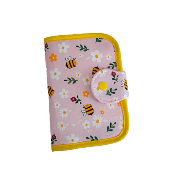 Θήκη παιδικού διαβατηρίου με μέλισσες - ύφασμα, κορίτσι, θήκες βιβλιαρίου