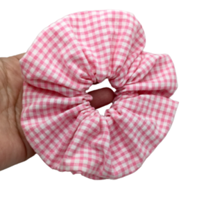 Υφασμάτινο λαστιχάκι scrunchie - pink & white bubblicious - ύφασμα, κορίτσι, λαστιχάκια μαλλιών - 3