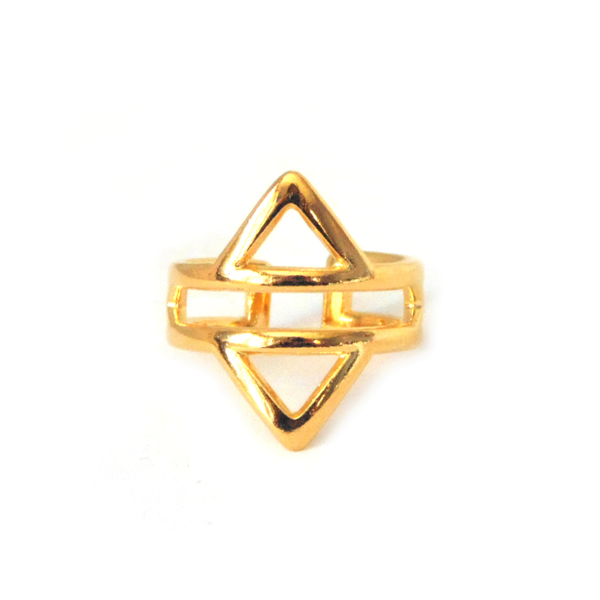 Γεωμετρικό δαχτυλίδι σεβαλιε, rhombus pinky ring women - chevalier, επιχρυσωμένα, ορείχαλκος, γεωμετρικά σχέδια, αυξομειούμενα