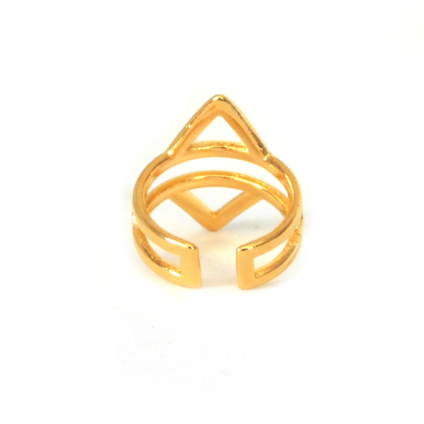 Γεωμετρικό δαχτυλίδι σεβαλιε, rhombus pinky ring women - chevalier, επιχρυσωμένα, ορείχαλκος, γεωμετρικά σχέδια, αυξομειούμενα - 2