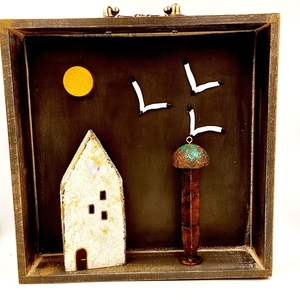 Επιτραπέζιο καδρακι (shadow box) μοναδικό και όλο χειροποίητο - ξύλο, σπίτι, διακοσμητικά - 2