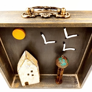 Επιτραπέζιο καδρακι (shadow box) μοναδικό και όλο χειροποίητο - ξύλο, σπίτι, διακοσμητικά - 3
