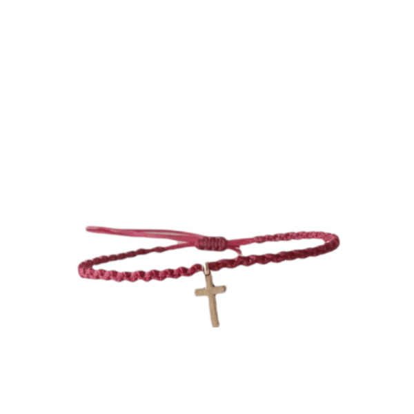Ανδρικό Βραχιόλι Τύπου Κομποσκοίνι Λεπτό Μπορντό Κόκκινο Χειροποίητο Μακραμέ Βραχιόλι με Ασημένιο Κάθετο Σταυρό Θρησκευτικό Δώρο για Πιστούς - βραχιόλια, κορδόνια, σταυροί