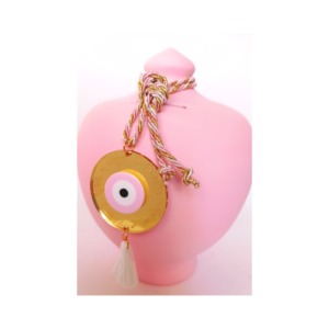Κουμπαράς πήλινος plexiglass μάτι ροζ 26εκ.υψος - κορίτσι, μάτι, δώρα για βάπτιση, κουμπαράδες, βρεφικά - 2