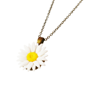 Daisy | Μενταγιόν Μαργαρίτα (Πολυμερικός Πηλός, Μπρούντζος) (Μήκος 40cm + 5cm) - charms, κοντά, λουλούδι, μπρούντζος, αυξομειούμενα