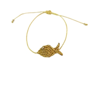 Χρυσό ψαράκι macrame - ημιπολύτιμες πέτρες, νήμα, ψάρι, μακραμέ