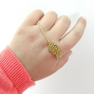 Χρυσό ψαράκι macrame - ημιπολύτιμες πέτρες, νήμα, ψάρι, μακραμέ - 2