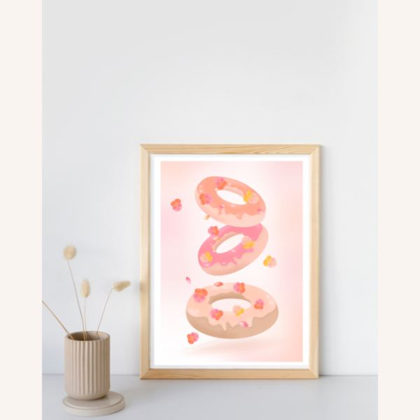 Art Print donuts A5 - πίνακες & κάδρα, αφίσες, πίνακες ζωγραφικής