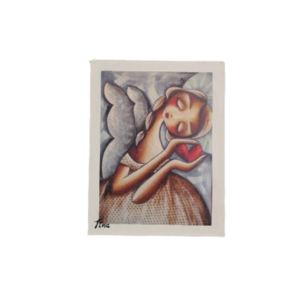 Άγγελος με καρδιά, ξυλο διάστασης 17Χ22, κρεμαστο - πίνακες & κάδρα, πίνακες ζωγραφικής