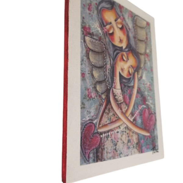 'Μητέρα και κορη' κανδρο κρεμαστο σε ξυλο διάστασης 16Χ21εκ. - πίνακες & κάδρα, πίνακες ζωγραφικής - 4
