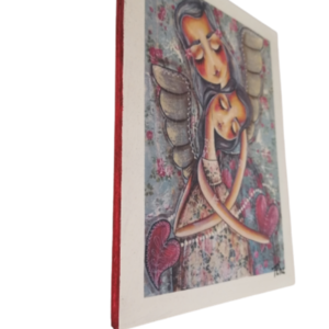 'Μητέρα και κορη' κανδρο κρεμαστο σε ξυλο διάστασης 16Χ21εκ. - πίνακες & κάδρα, πίνακες ζωγραφικής - 4