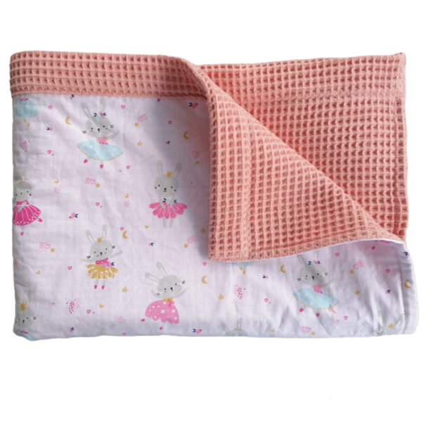 Βρεφική κουβέρτα πικέ " Λαγουδάκια μπαλαρίνες" - κορίτσι, δώρο, βρεφικά, ζωάκια, κουβέρτες