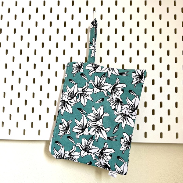 Lilies pouch bag - ύφασμα, φλοράλ, all day, χειρός, μικρές - 2