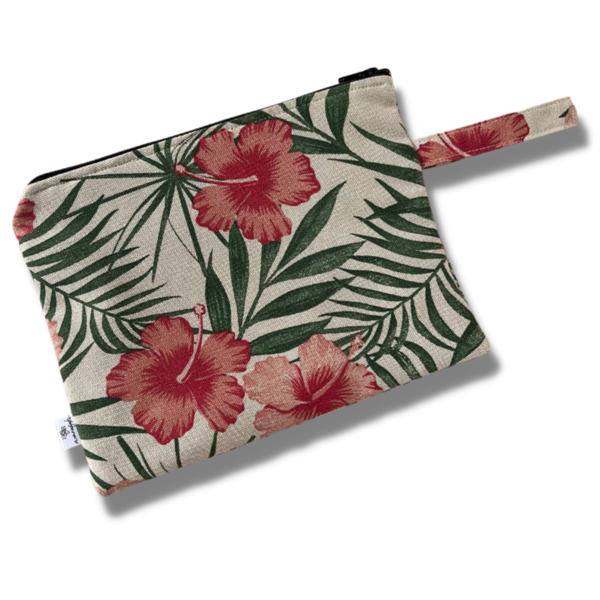 Tropical flowers pouch bag - ύφασμα, φλοράλ, all day, χειρός, μικρές