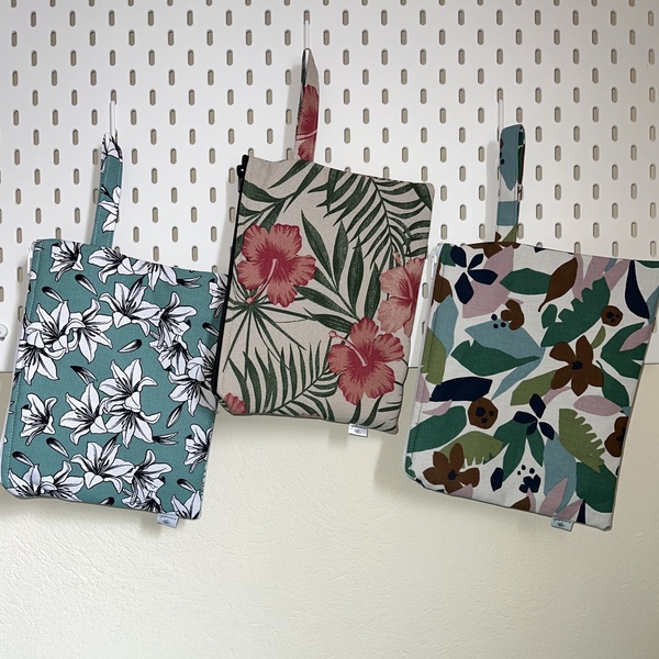 Tropical flowers pouch bag - ύφασμα, φλοράλ, all day, χειρός, μικρές - 3