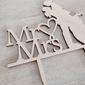 Ξύλινο διακοσμητικό τούρτας (Cake topper) ζευγάρι Mr and Mrs, 18 εκατοστά - mr & mrs, διακοσμητικά για τούρτες - 3