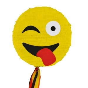 Χειροποίητη πινιάτ emoji (χαμόγελο και γλώσσα), 38 εκ - κορίτσι, αγόρι, γενέθλια, πινιάτες