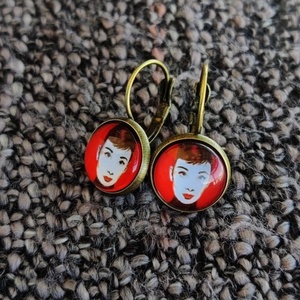 Vintage σκουλαρίκια 12mm Audrey - ορείχαλκος, μικρά, κρεμαστά, γάντζος - 4