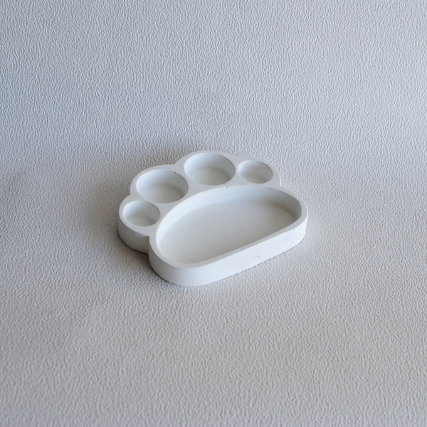 Διακοσμητικός δίσκος πατούσα από τσιμέντο Λευκό 15cm| Concrete - δίσκος, τσιμέντο, γάτα, πιατάκια & δίσκοι - 2