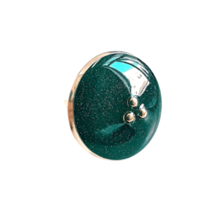 Δαχτυλίδι σε ασημί βάση με υγρό γυαλί πράσινο μεγάλο - ημιπολύτιμες πέτρες, γυαλί, επάργυρα, μεγάλα, αυξομειούμενα