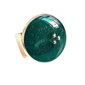 Δαχτυλίδι σε ασημί βάση με υγρό γυαλί πράσινο μικρό - ημιπολύτιμες πέτρες, γυαλί, επάργυρα, μεγάλα, αυξομειούμενα