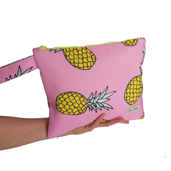 Τσαντάκι (νεσεσέρ) Pineapples - ύφασμα, all day, χειρός, πάνινες τσάντες, μικρές - 2