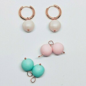 Karla II - Handmade polymer clay earrings - πηλός, κρίκοι, μικρά, ατσάλι, πέρλες - 2