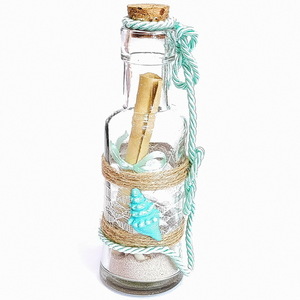 "Seashell message" χειροποίητο διακοσμητικό μπουκάλι - γυαλί, διακοσμητικά μπουκάλια