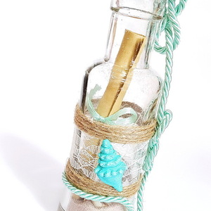 "Seashell message" χειροποίητο διακοσμητικό μπουκάλι - γυαλί, διακοσμητικά μπουκάλια - 2