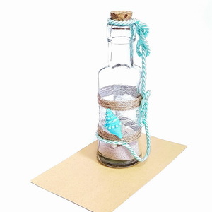 "Seashell message" χειροποίητο διακοσμητικό μπουκάλι - γυαλί, διακοσμητικά μπουκάλια - 3