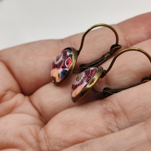 Vintage σκουλαρίκια 12mm blossom - ορείχαλκος, λουλούδι, μικρά, κρεμαστά, γάντζος - 3