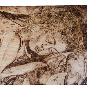 Πορτραίτο παιδιού χειροποίητη πυρογραφία 60x40 cm σε κόντρα πλακέ θαλάσσης βάρους 2,5 Kg - πίνακες & κάδρα, πίνακες ζωγραφικής