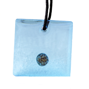 Χειροποίητο περιδέραιο, υγρό γυαλί με φυσικό κοχύλι 3x3 cm 5 gr. - μενταγιόν, κοχύλι, μακριά, γυαλί